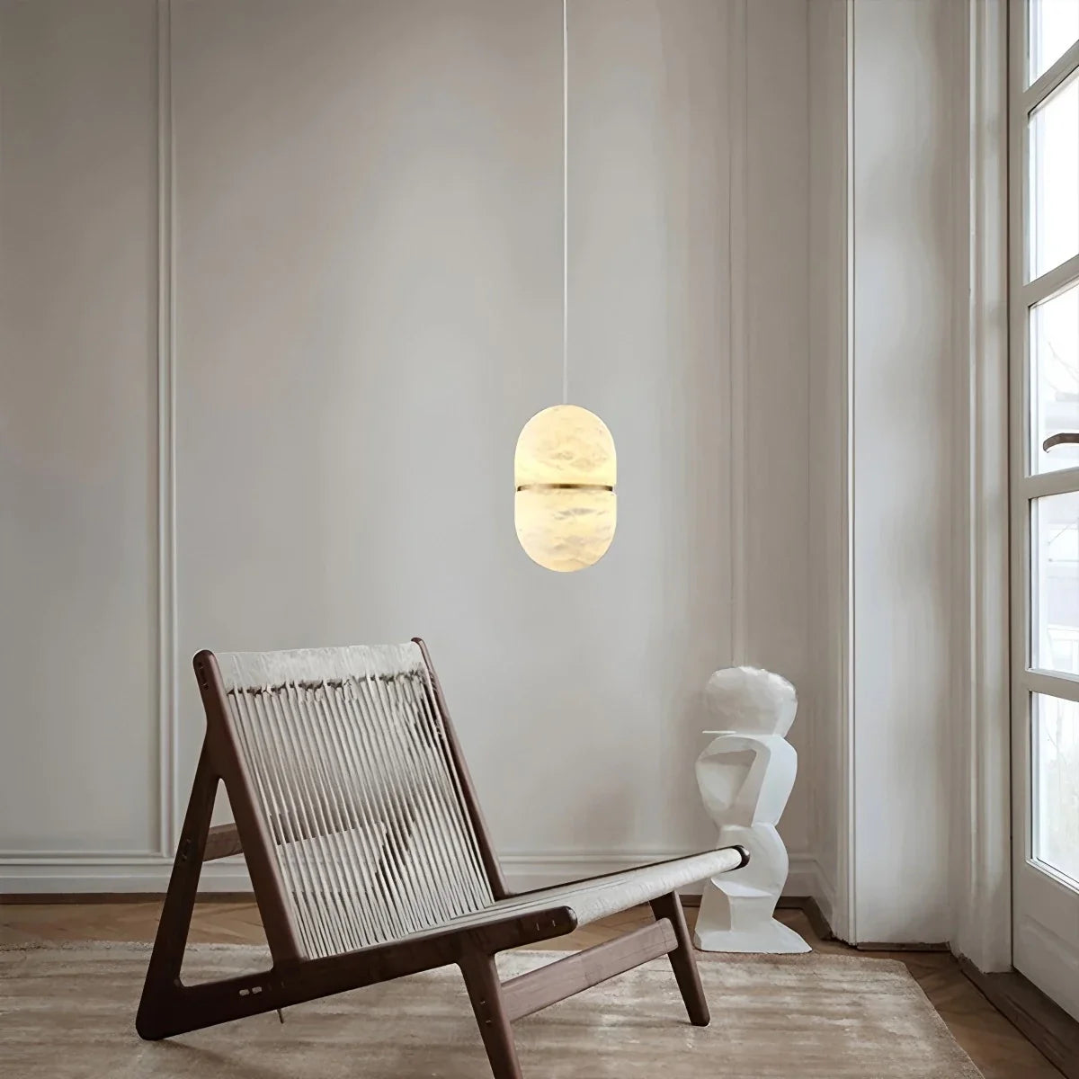 Haown Modern Luxury Oval Spanish Alabaster Pendant Light