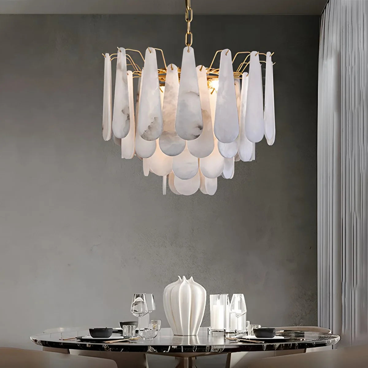 Haown Modern Luxury Multi-layer Spanish Alabaster Chandelier