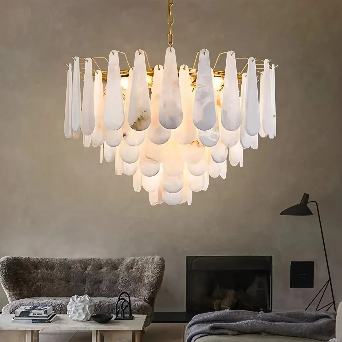 Haown Modern Luxury Multi-layer Spanish Alabaster Chandelier