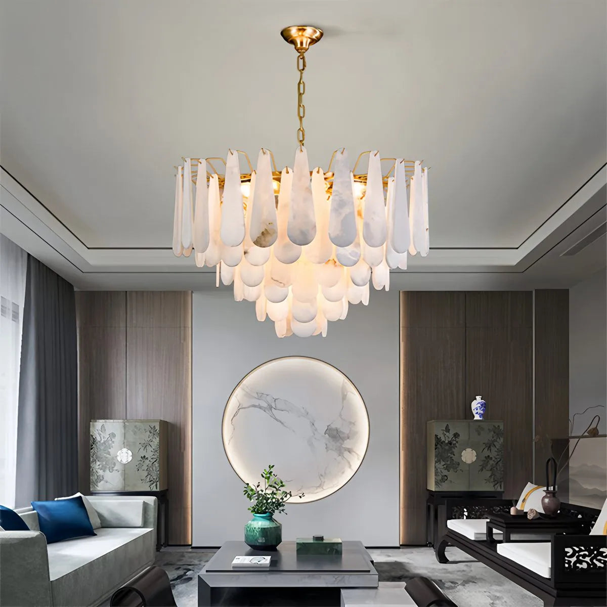 Haown Modern Luxury Multi-layer Spanish Alabaster Chandelier