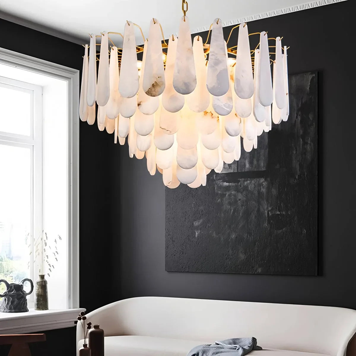 Haown Modern Luxury Multi-layer Spanish Alabaster Chandelier