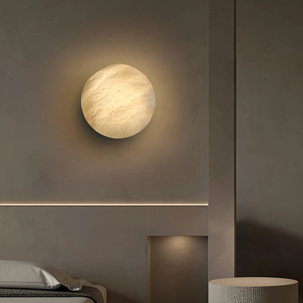 Modern Minimalist Circular Spanish Alabaster Wall Lamp