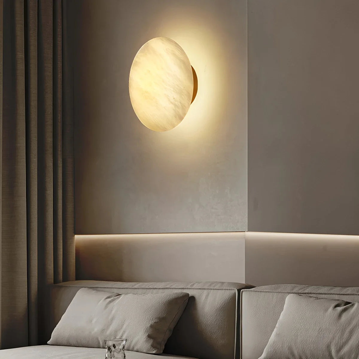 Modern Minimalist Circular Spanish Alabaster Wall Lamp