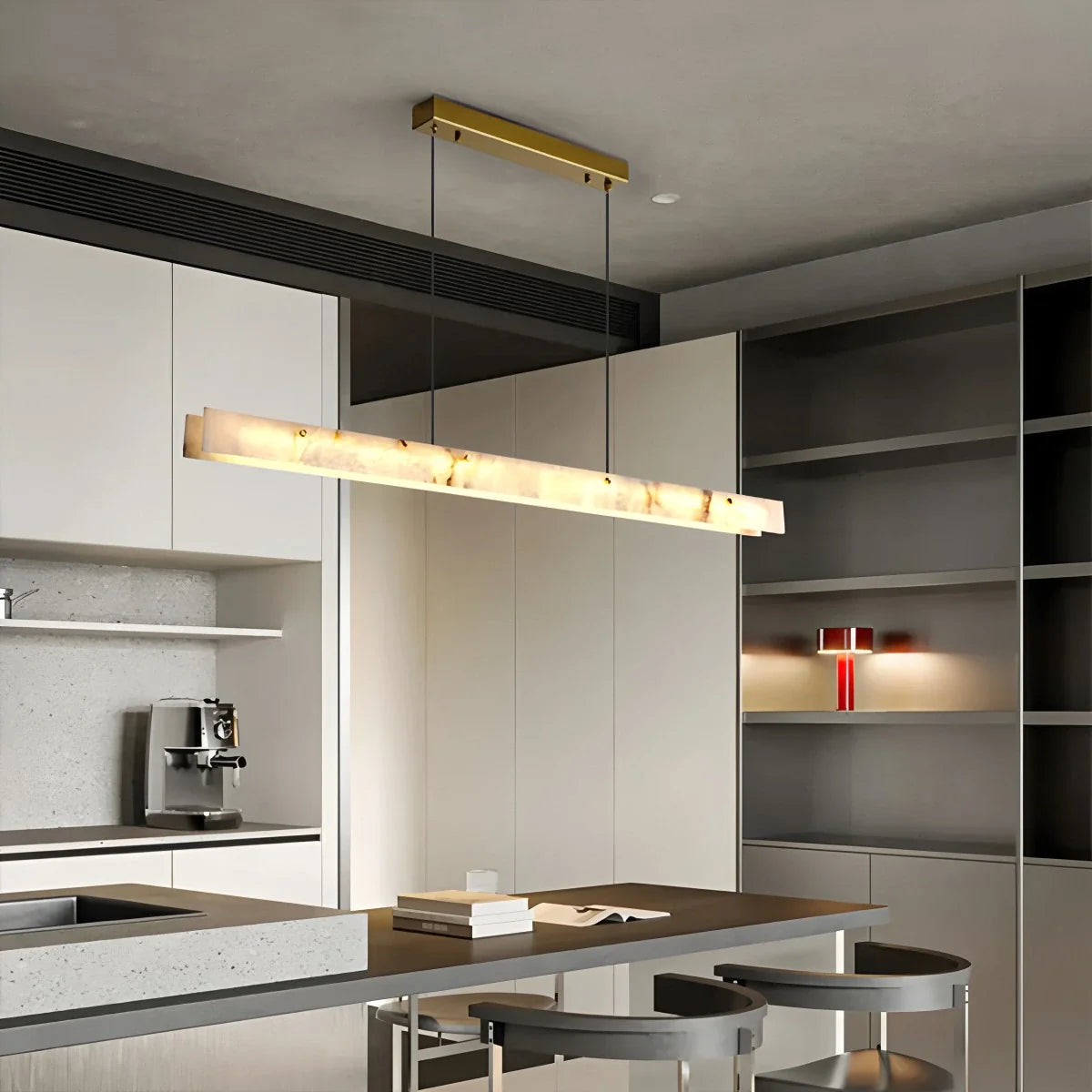 Modern Minimalist Linear Spanish Alabaster Pendant Light