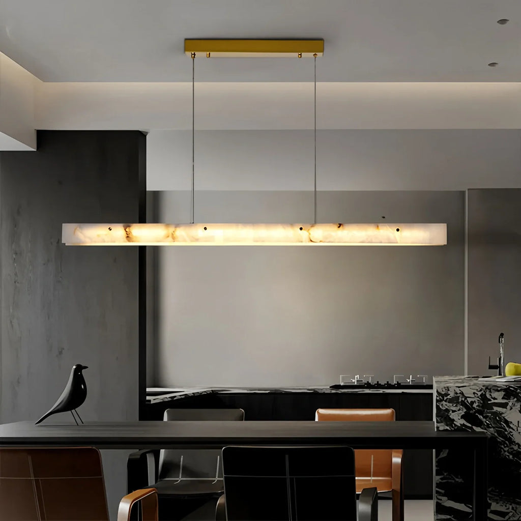 Modern Minimalist Linear Spanish Alabaster Pendant Light