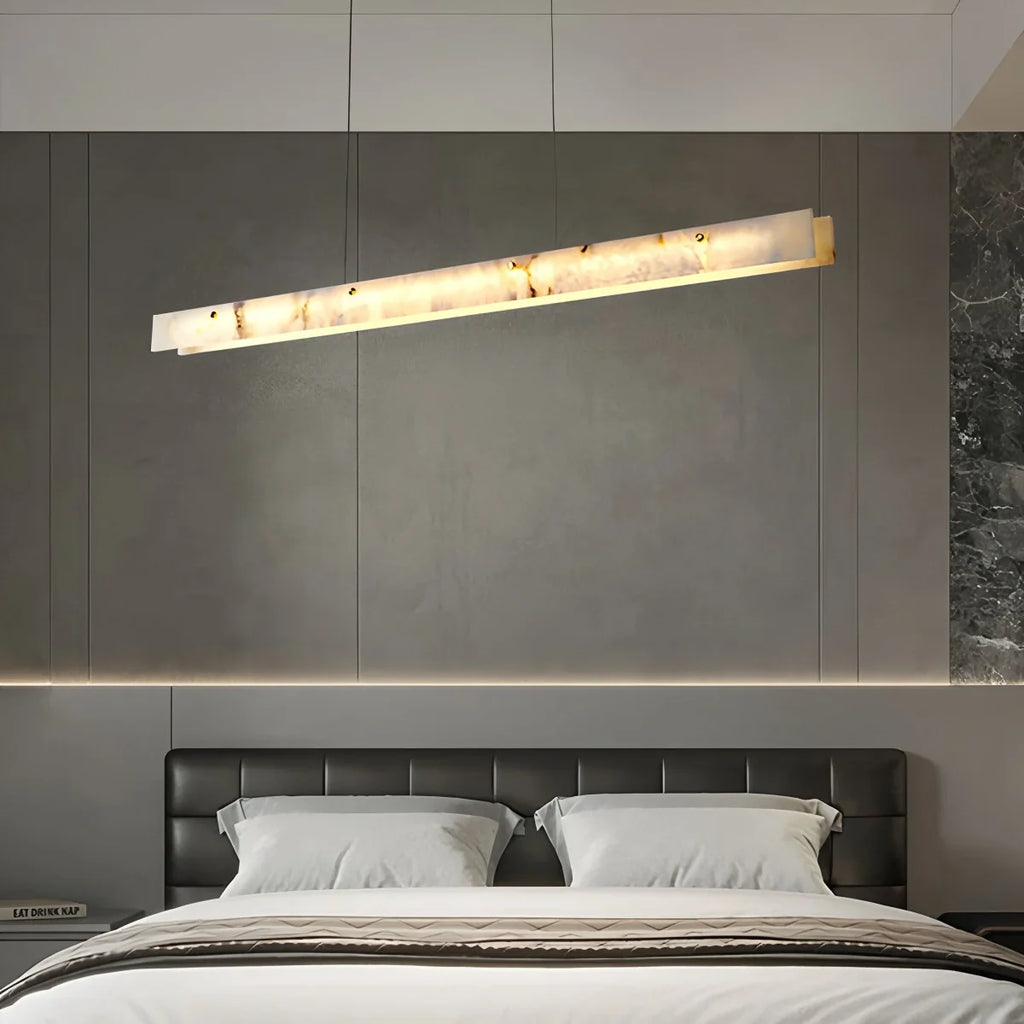 Modern Minimalist Linear Spanish Alabaster Pendant Light