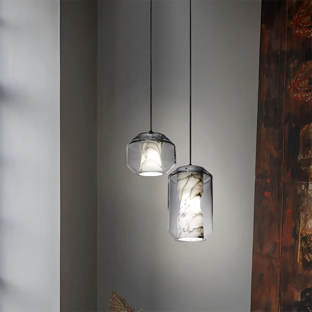 Modern Alabaster Glass Pendent Light for Bedroom