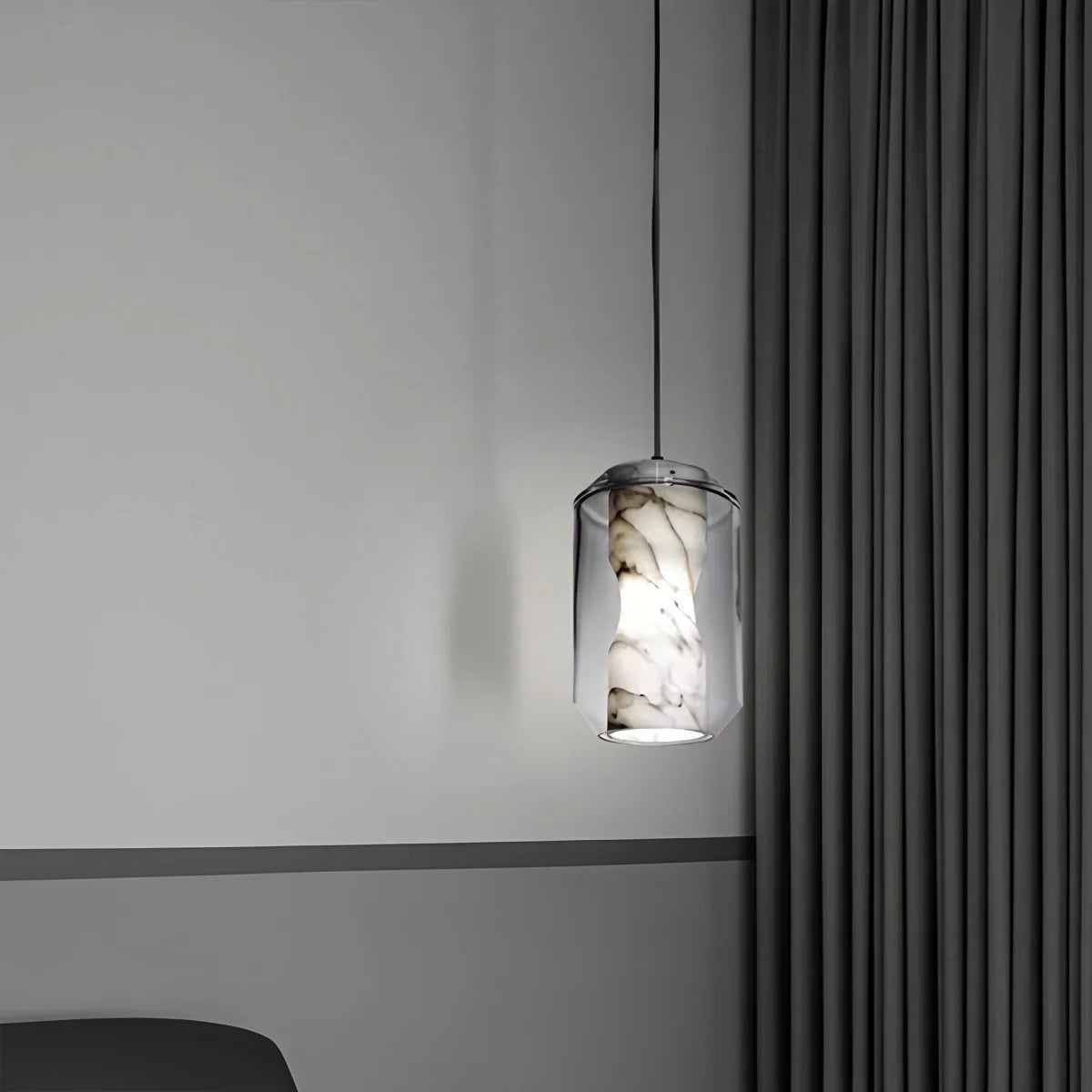 Modern Alabaster Glass Pendent Light for Bedroom