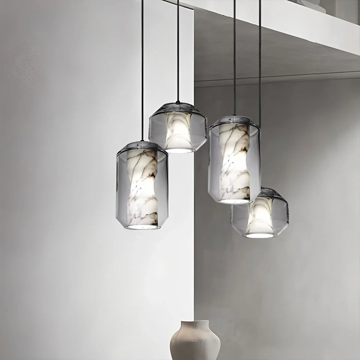 Modern Alabaster Glass Pendent Light for Bedroom