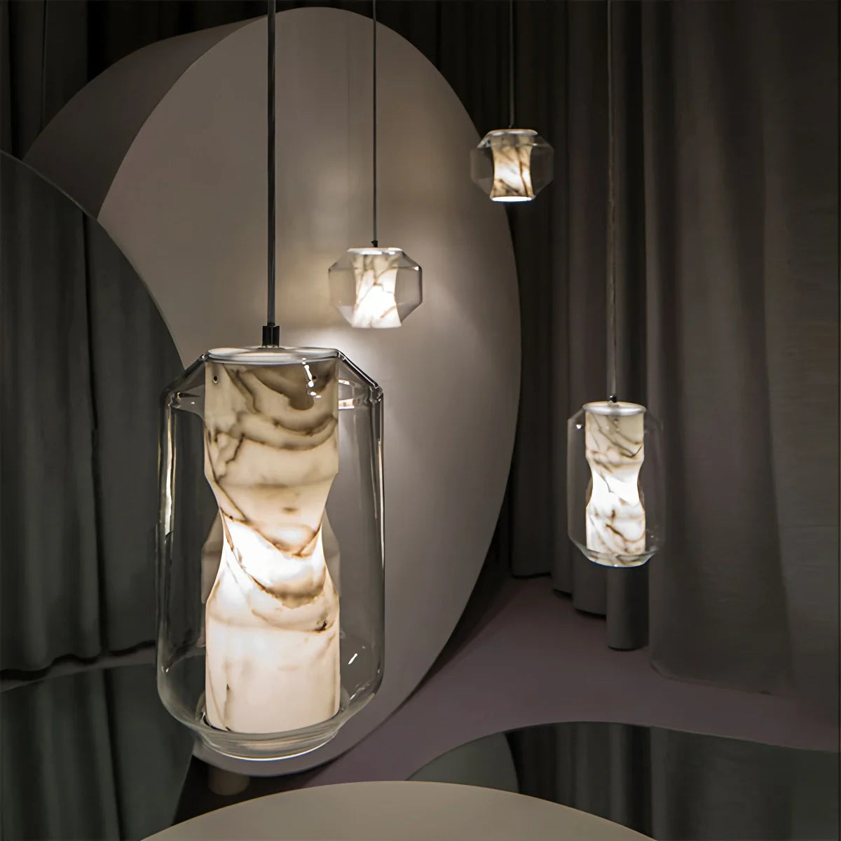 Modern Alabaster Glass Pendent Light for Bedroom