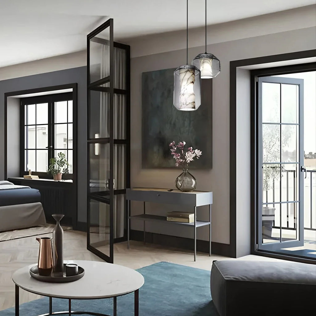 Modern Alabaster Glass Pendent Light for Bedroom