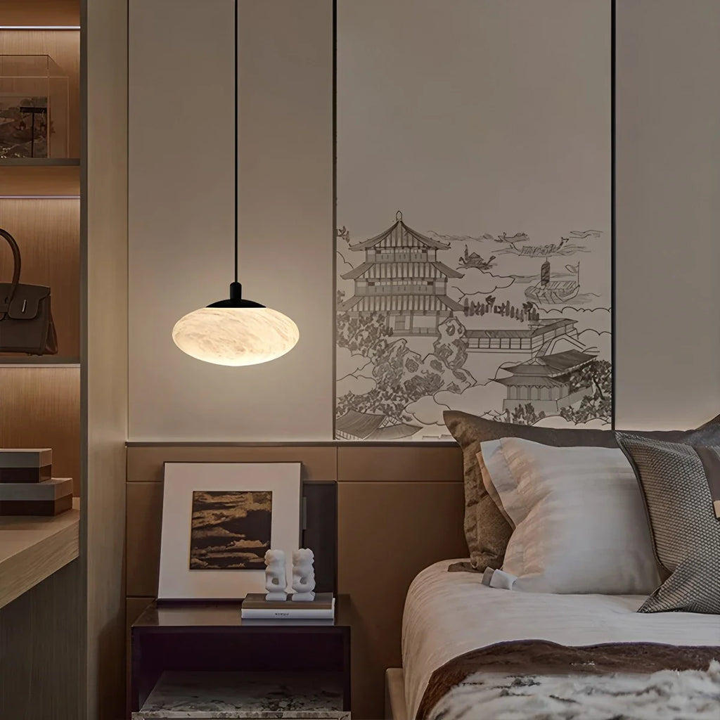 Modern Oval Bedroom Spanish Alabaster Pendant Light