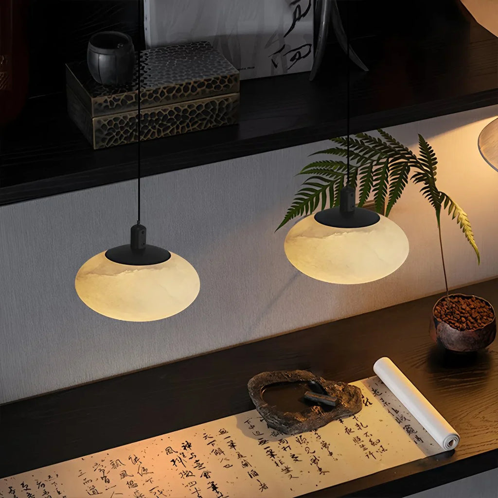 Modern Oval Bedroom Spanish Alabaster Pendant Light