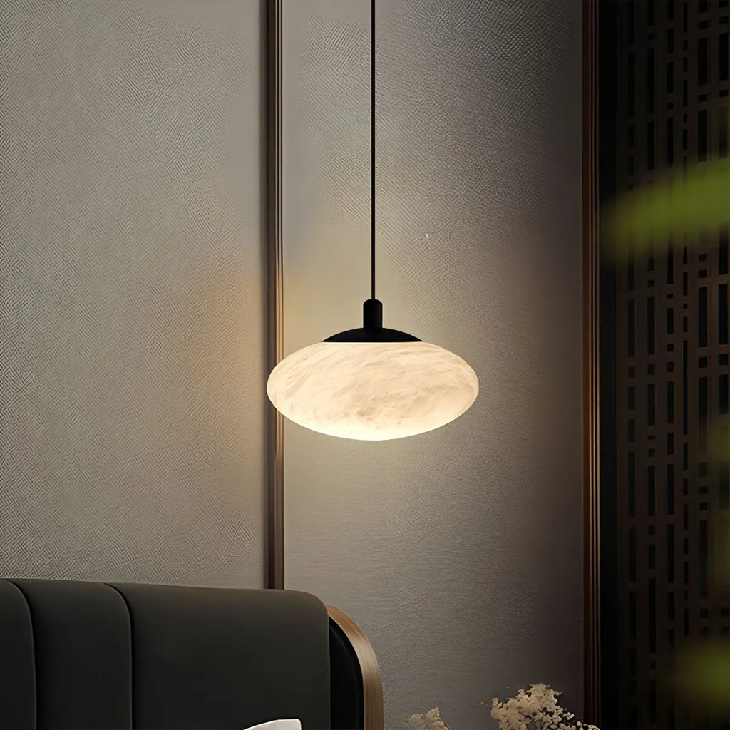 Modern Oval Bedroom Spanish Alabaster Pendant Light