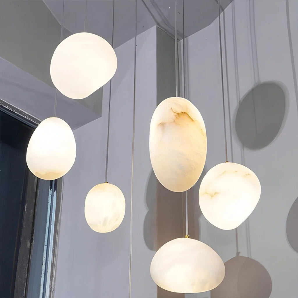 Haown Modern Pebble Shaped Spanish Alabaster Pendant Light