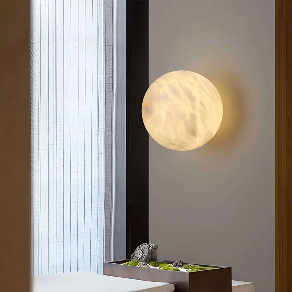 Modern Spherical Spanish Alabaster Wall Sconce
