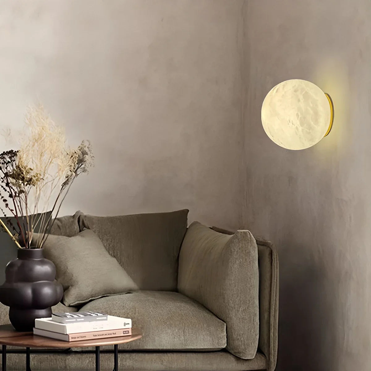 Modern Spherical Spanish Alabaster Wall Sconce