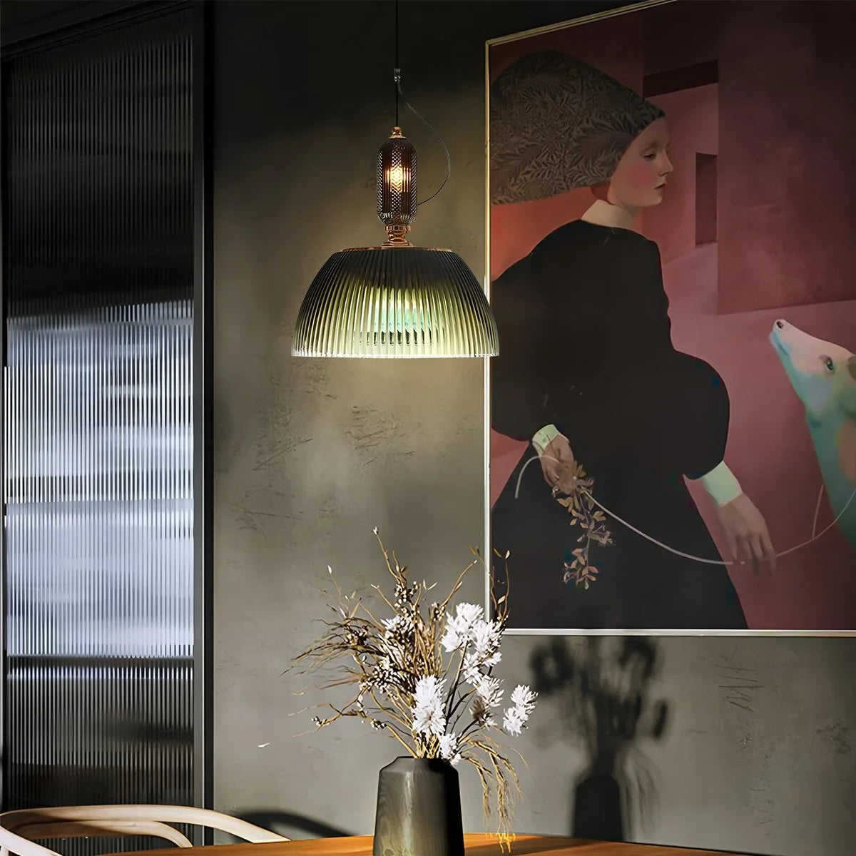 Haown Nordic Retro Glass Pendant Light for Dining Room