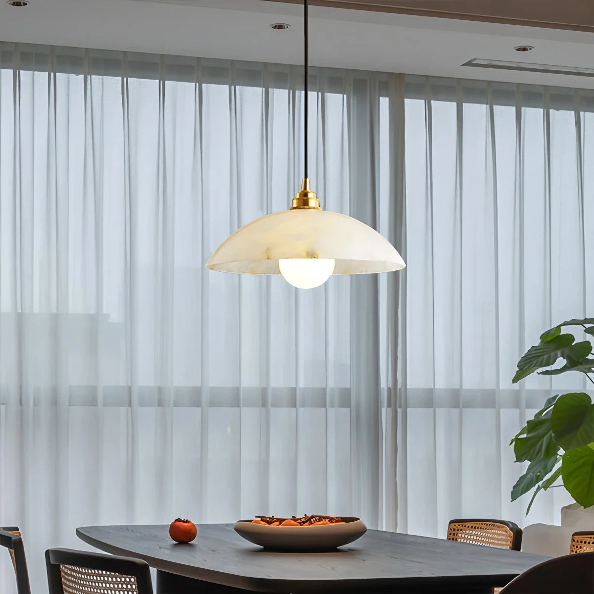 Dome Spanish Alabaster Pendant Light for Dining Room