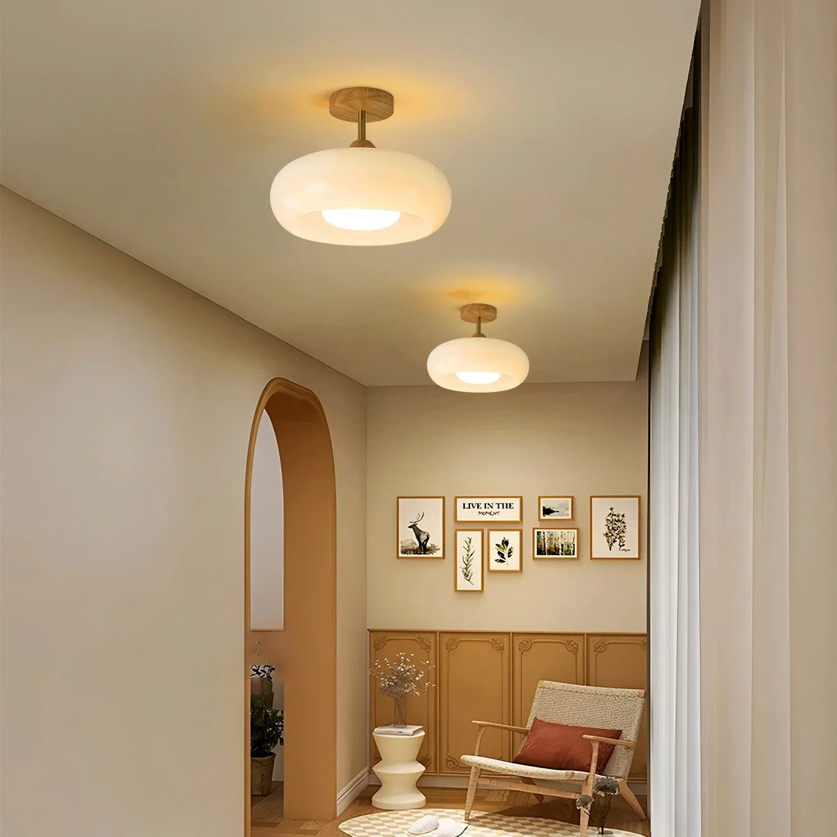 Haown Plafonnier Retro Glass Ceiling Lamp