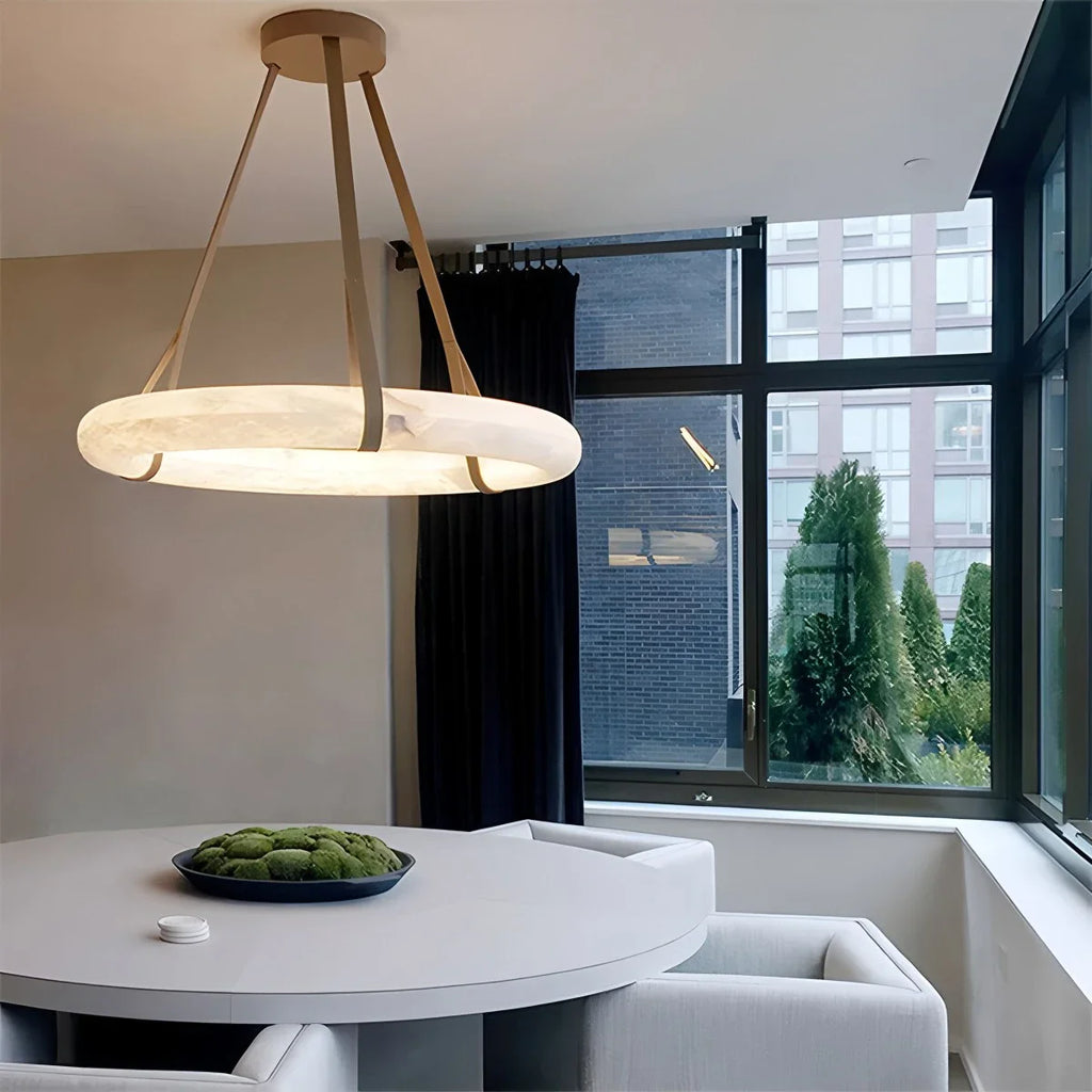 Simple Ring Spanish Alabaster Pendant Light for Living Room