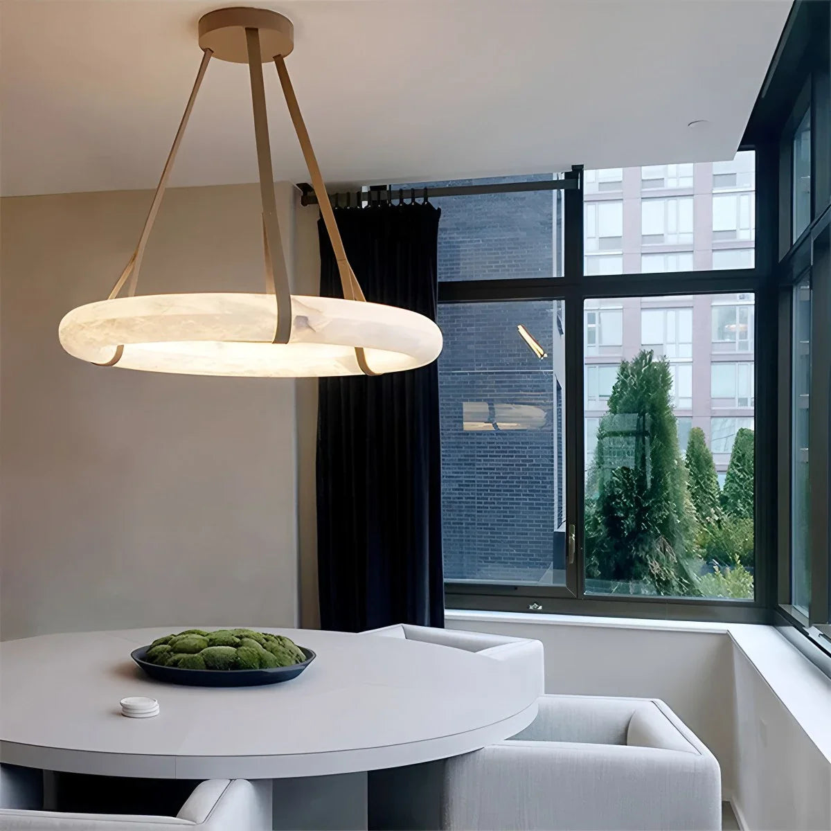 Simple Ring Spanish Alabaster Pendant Light for Living Room