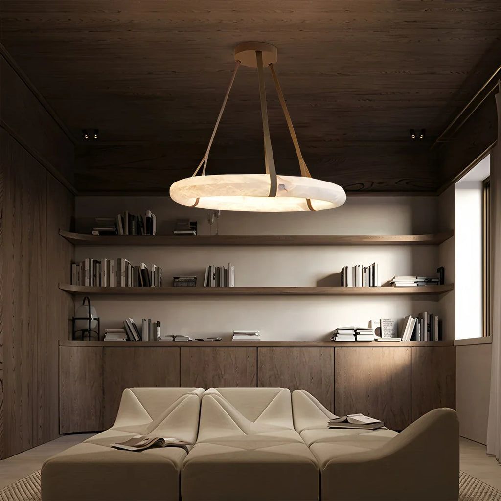 Simple Ring Spanish Alabaster Pendant Light for Living Room