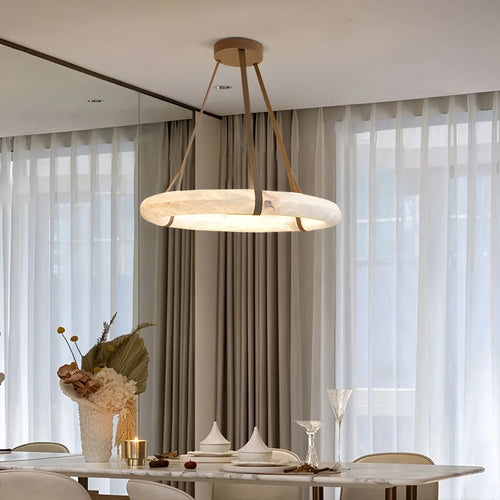 Simple Ring Spanish Alabaster Pendant Light for Living Room