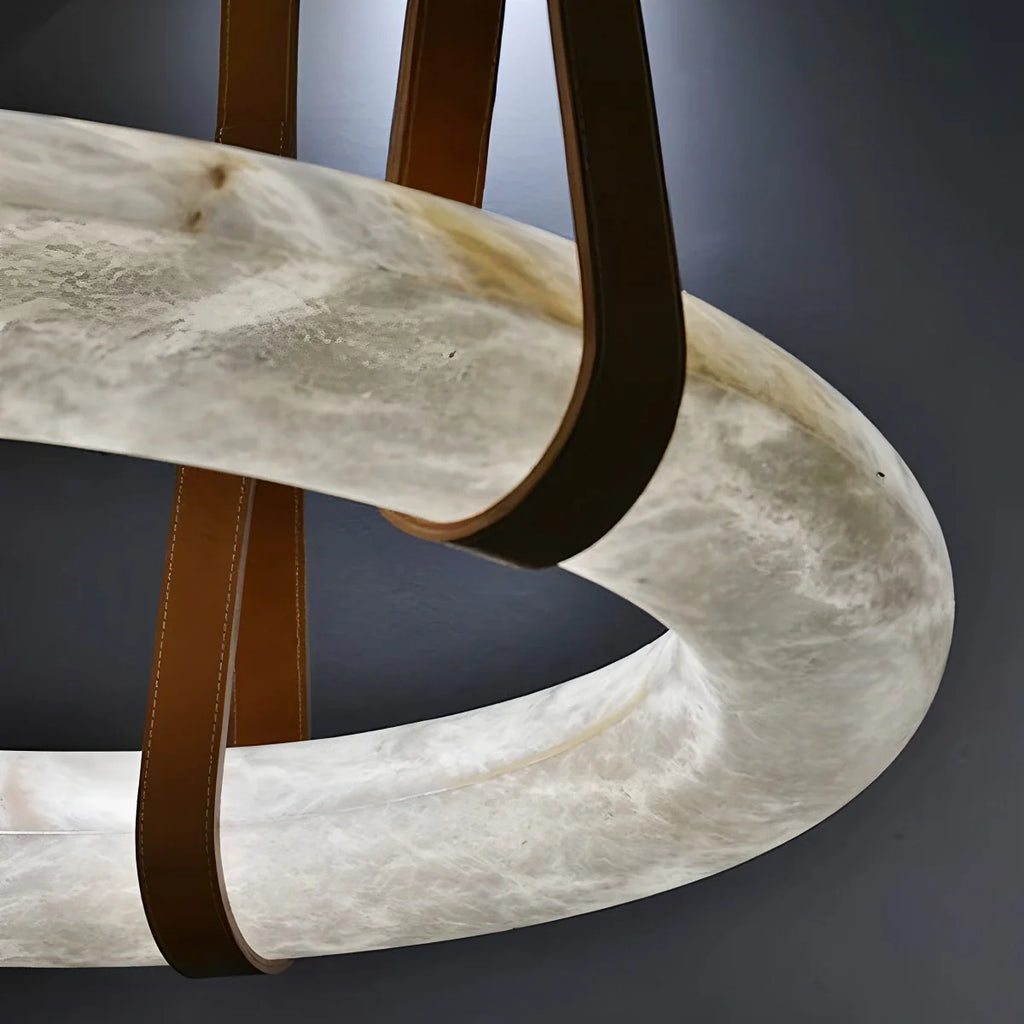 Simple Ring Spanish Alabaster Pendant Light for Living Room