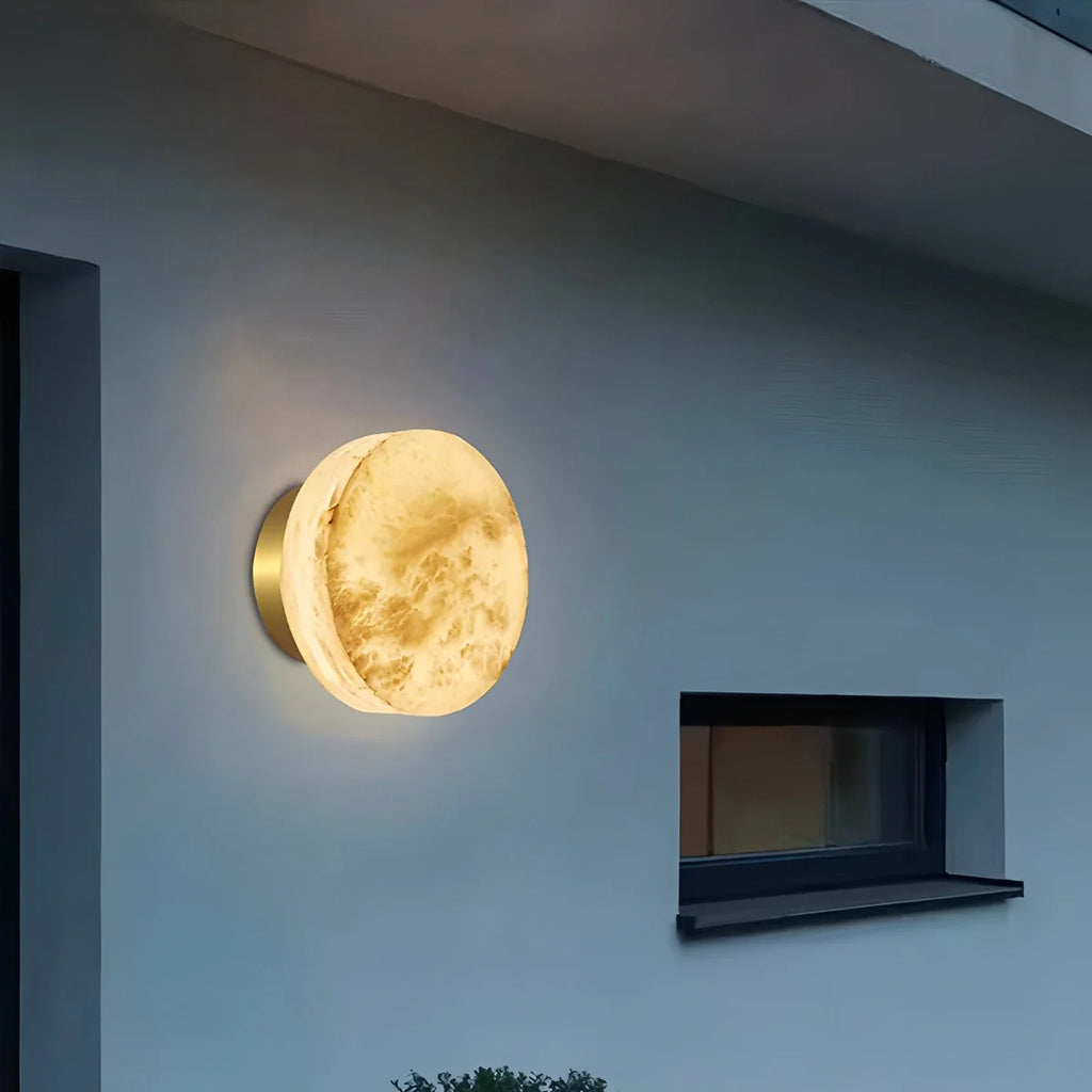 Simple Round Spanish Alabaster Wall Light for Hallway