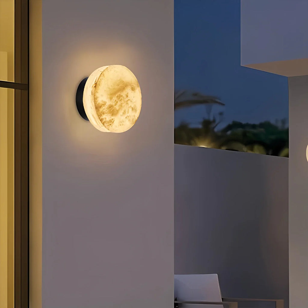 Simple Round Spanish Alabaster Wall Light for Hallway