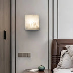 Simple Square Spanish Alabaster Wall Lamp for Living Room