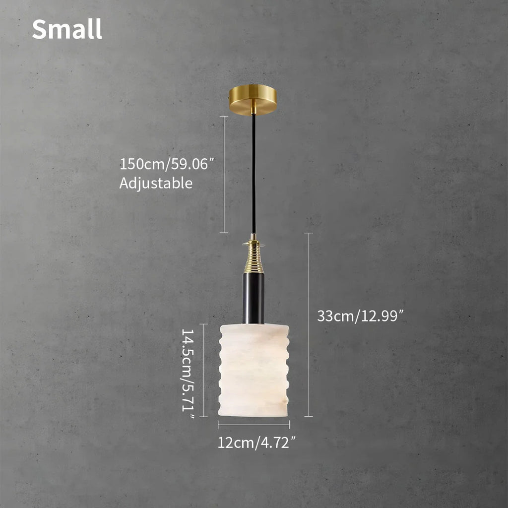 Cylindrical Spanish Alabaster Bedside Pendant Light
