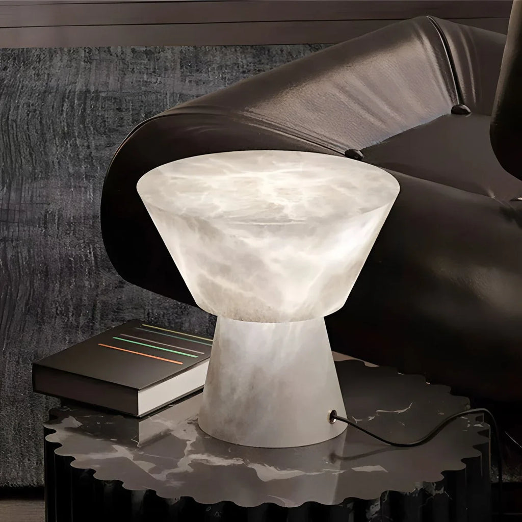 Spanish Spanish Alabaster Mushroom Head Table Lamp