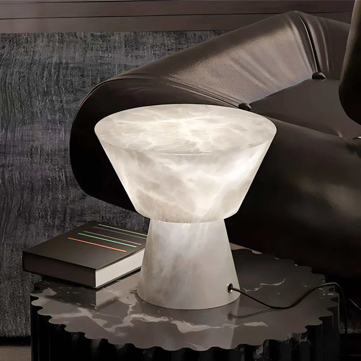 Spanish Spanish Alabaster Mushroom Head Table Lamp