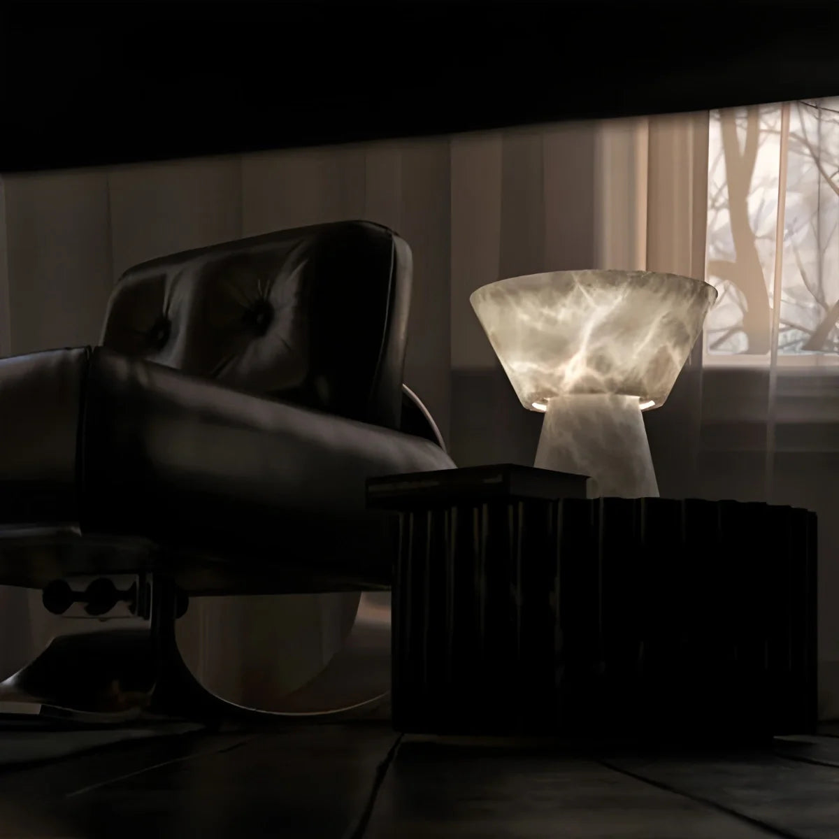 Spanish Spanish Alabaster Mushroom Head Table Lamp