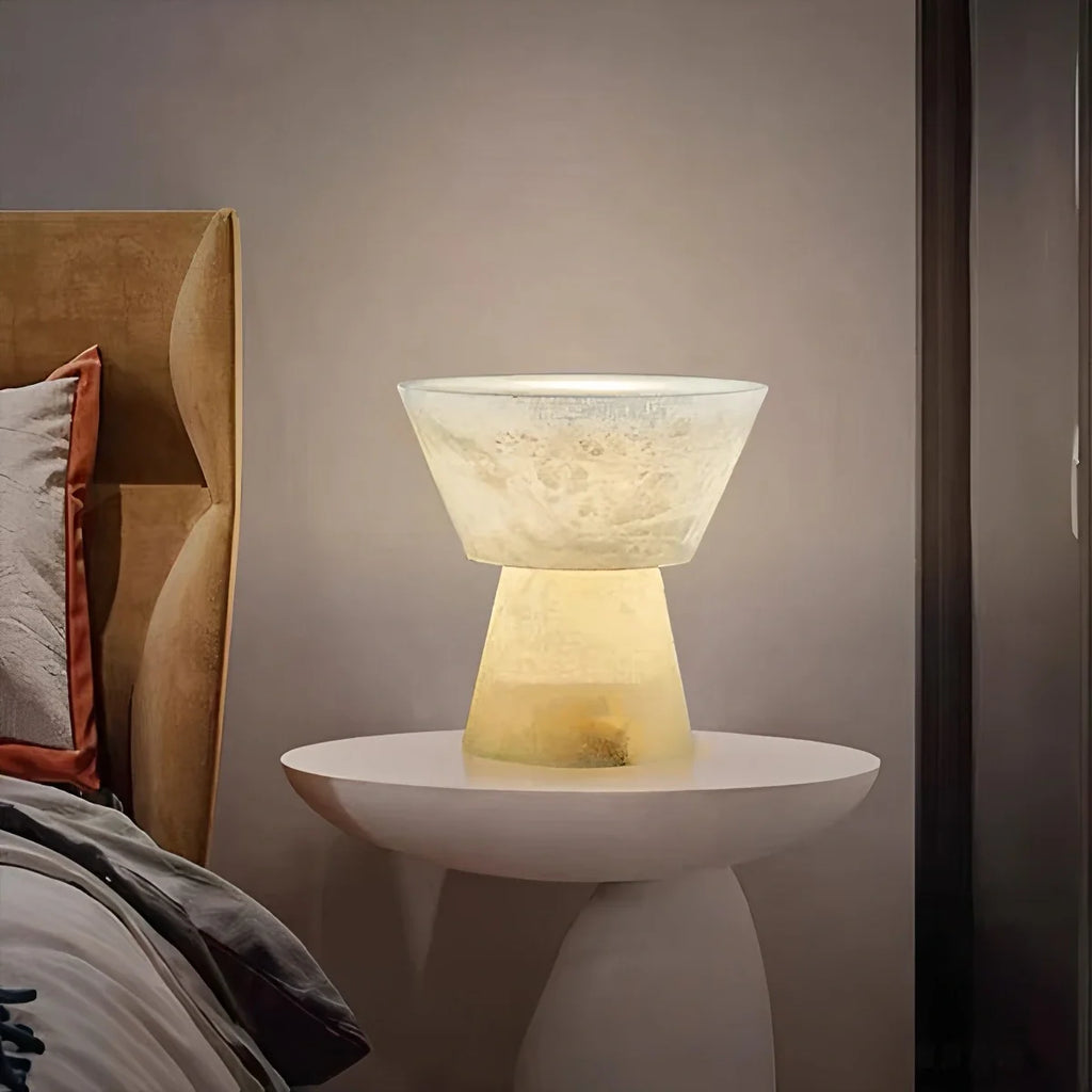 Spanish Spanish Alabaster Mushroom Head Table Lamp