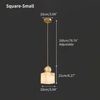 All Copper Geometric Spanish Alabaster Pendant Light Warm Light
