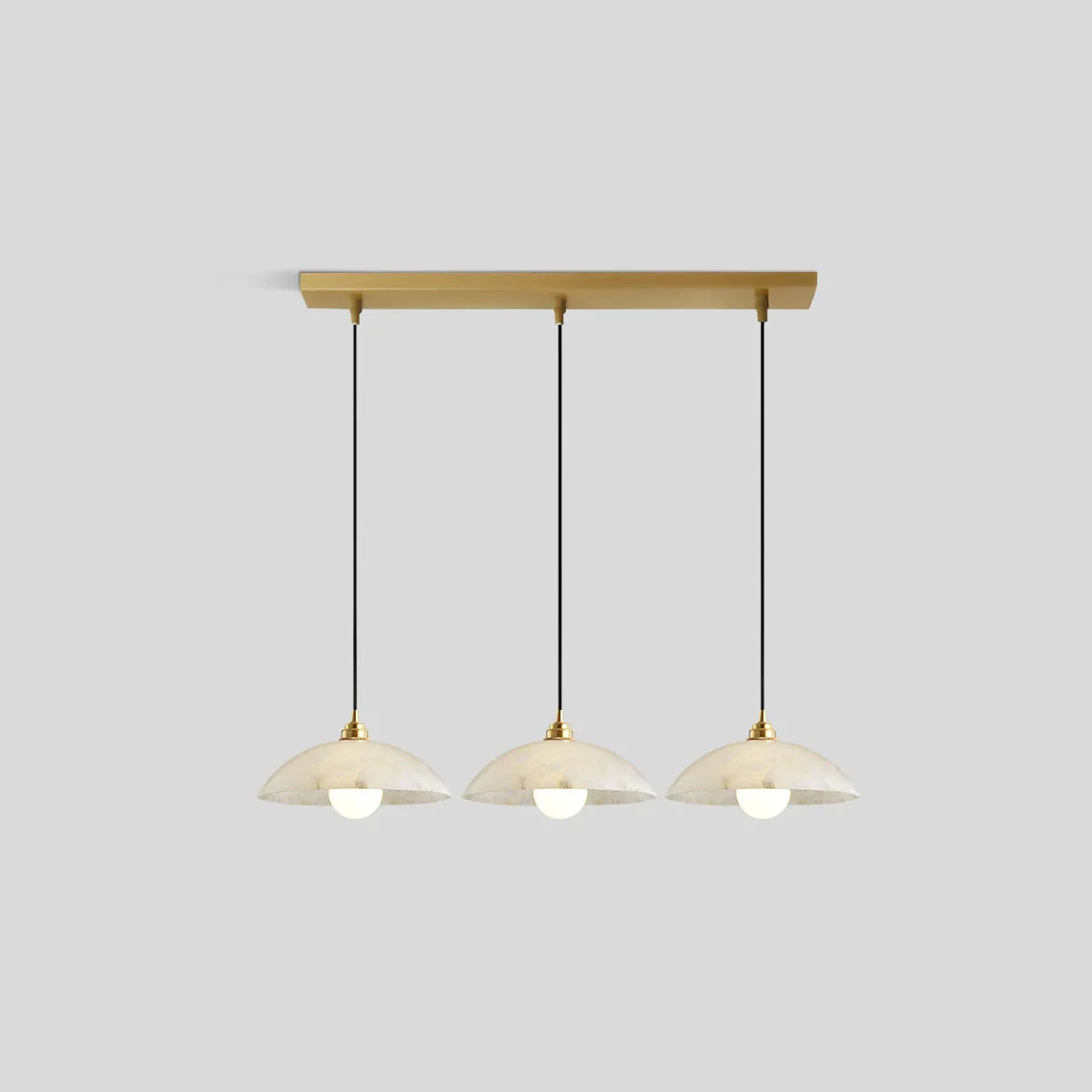 Dome Spanish Alabaster Pendant Light for Dining Room Square Disk 3 Heads