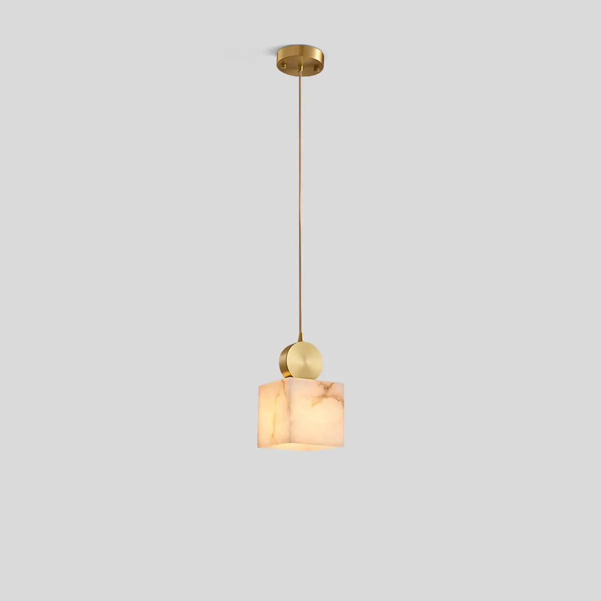 All Copper Geometric Spanish Alabaster Pendant Light Warm Light