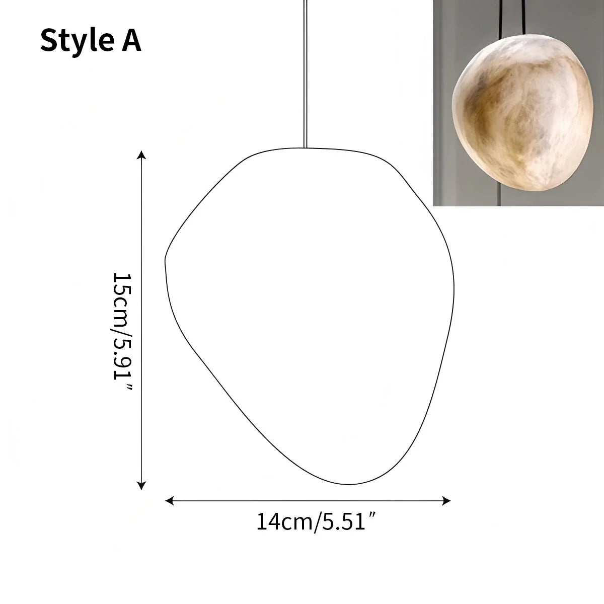 Haown Modern Pebble Shaped Spanish Alabaster Pendant Light