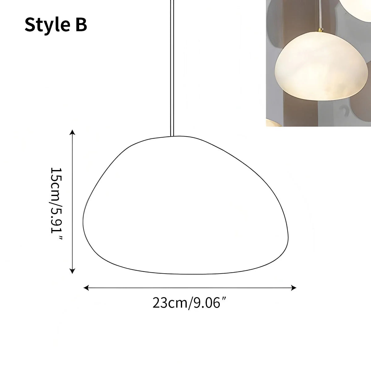 Modern Pebble Shaped Spanish Alabaster Pendant Light Style B Warm Light