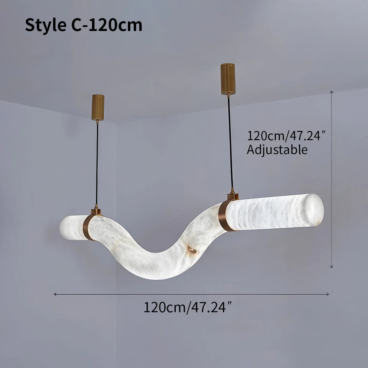 Haown Minimalist Linear Spanish Alabaster Pendant Light