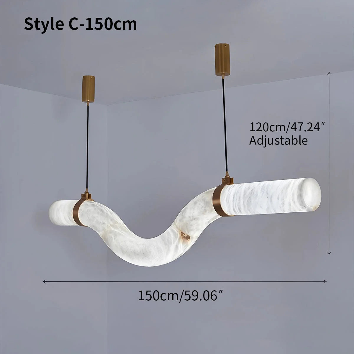 Haown Minimalist Linear Spanish Alabaster Pendant Light