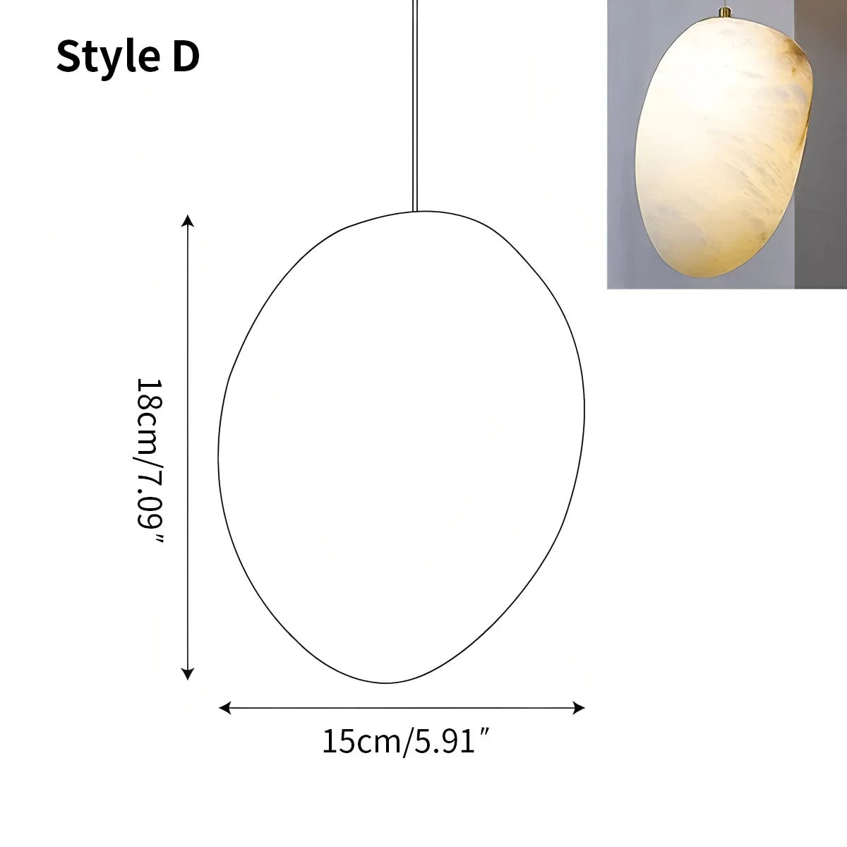 Modern Pebble Shaped Spanish Alabaster Pendant Light Style D Warm Light
