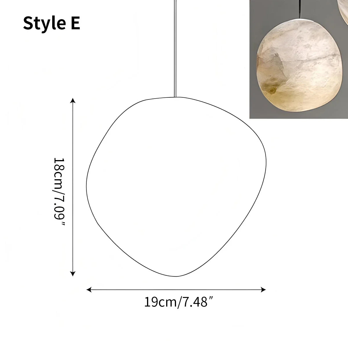 Modern Pebble Shaped Spanish Alabaster Pendant Light Style E Warm Light