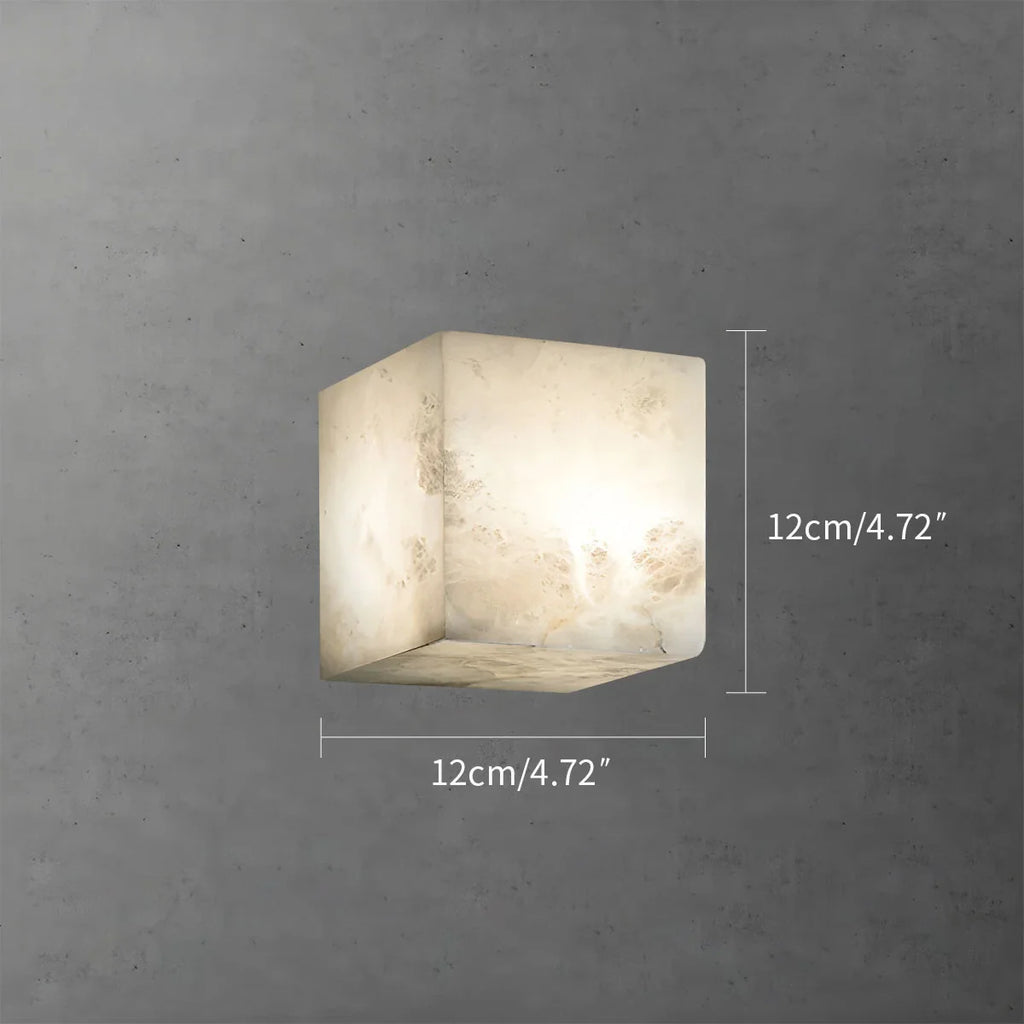 Simple Square Spanish Alabaster Wall Lamp for Living Room
