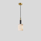 Cylindrical Spanish Alabaster Bedside Pendant Light