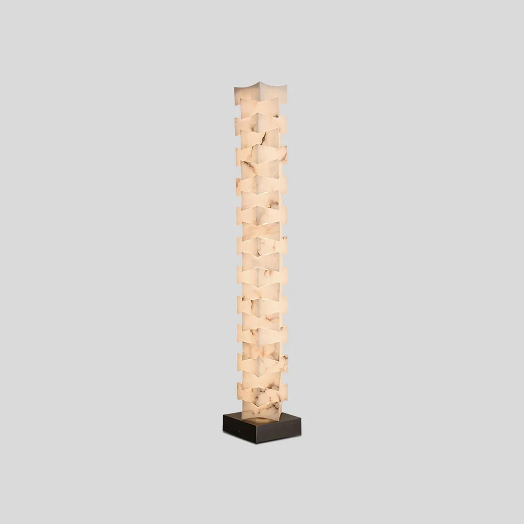 Creative Stacked Spanish Alabaster Squares Floor Lamp